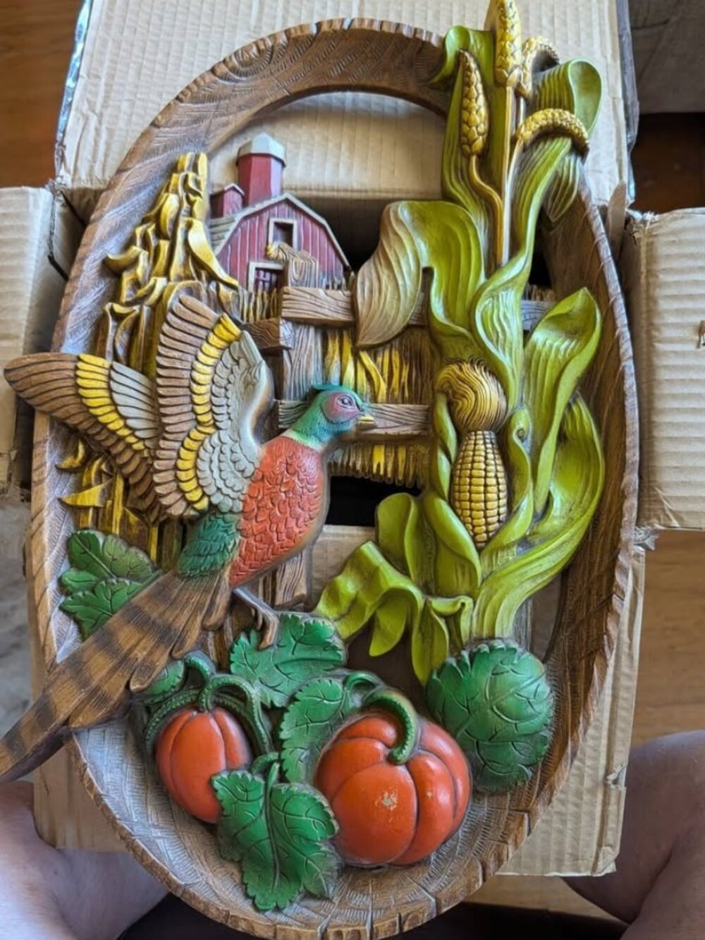Stunning Vintage 1974 Burwood Pheasant Wall Hanging – Rare Farmhouse Decor